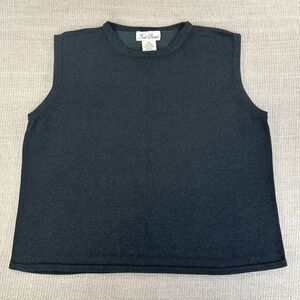 Vintage Black Fred David Sleeveless Top Boxy Cotton Rayon Tank High Neck Size XL